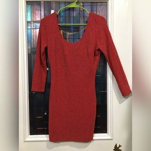 Red glitter bodycon dress with chains